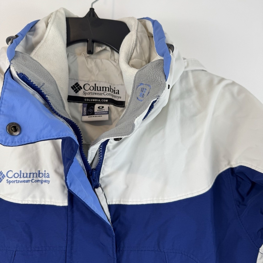 Columbia Womens Blue White Interchange Ski Jacket Hooded Parka Size M F5WO11131